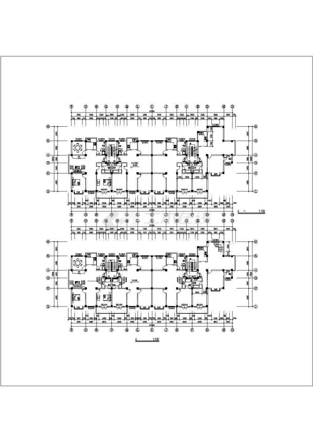 上海某社区6层砖混结构商住楼建筑设计CAD设计图（4栋联排式/含阁楼）-图一