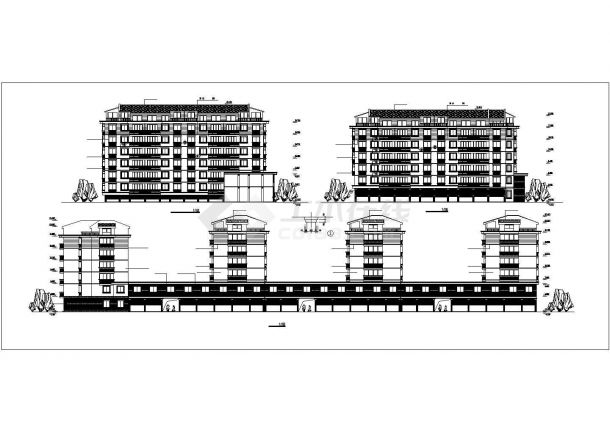 上海某社区6层砖混结构商住楼建筑设计CAD设计图（4栋联排式/含阁楼）-图二
