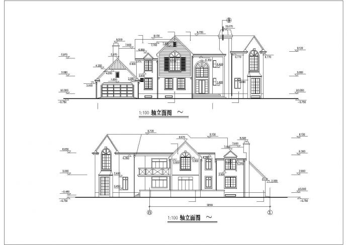 某市郊多层豪华别墅建筑方案全套设计施工CAD图纸_图1