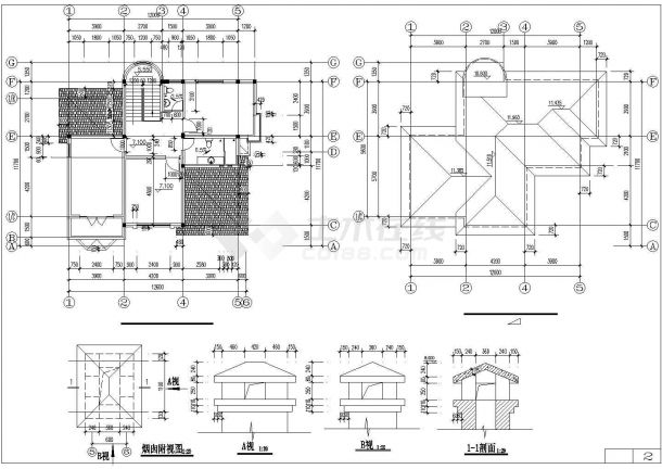 某市郊豪华北美风情小别墅建筑扩出方案设计施工CAD图纸-图二