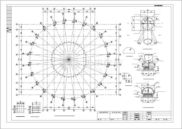 [施工图][重庆]桁架与网架混合结构重点大学体育馆钢结构施工图-图二