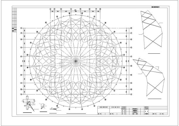 [重庆]桁架与网架混合结构重点大学体育馆钢结构施工图_dwg-图二