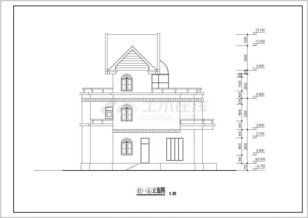 某市郊多层商务别墅建筑扩出方案设计施工CAD图纸-图二
