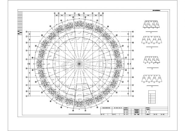 [重庆]桁架与网架混合结构重点大学体育馆钢结构施工图（16张图纸，cad）-图一