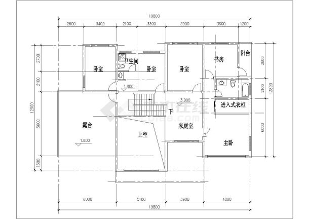 潮州市某村镇320平米2层砖混结构独栋别墅平剖面CAD设计图纸-图二