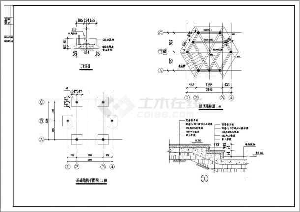 余杭老年活动中心工程六角亭设计cad全套建筑施工图（含设计说明，含结构设计）-图二