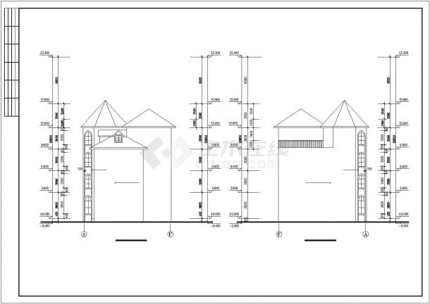 某旅游度假区小型复式别墅建筑方案设计施工CAD图纸-图一