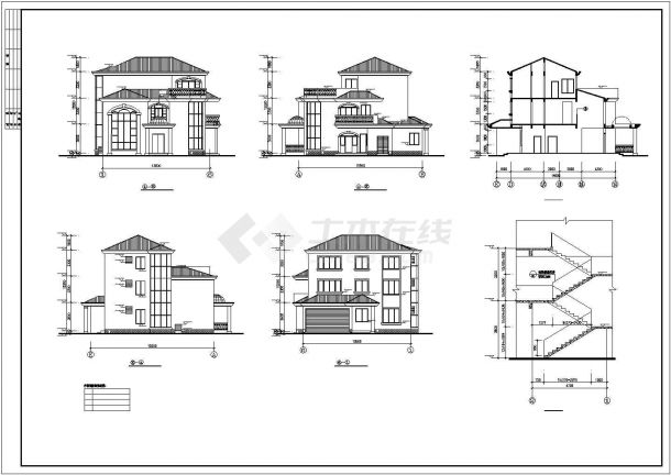 某花园经典别墅住宅建筑完整方案设计施工CAD图纸-图二
