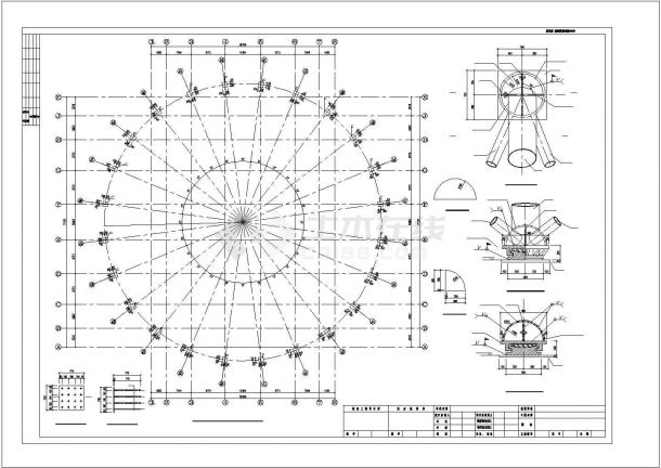 某桁架与网架混合结构重点大学体育馆设计cad全套结构施工图（含设计说明）-图二