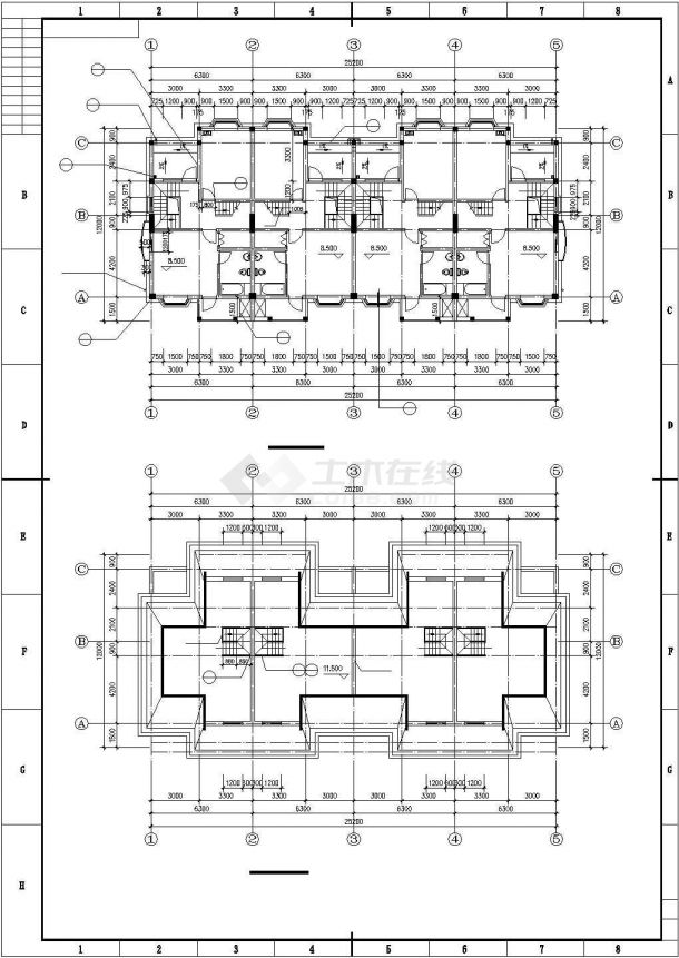 某经典精致联排别墅建筑完整方案设计施工CAD图纸-图二