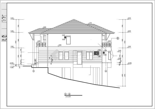 某精致两层坡地别墅建筑完整方案设计施工CAD图纸-图一