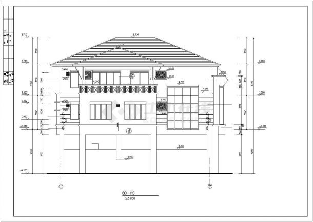 某精致两层坡地别墅建筑完整方案设计施工CAD图纸-图二