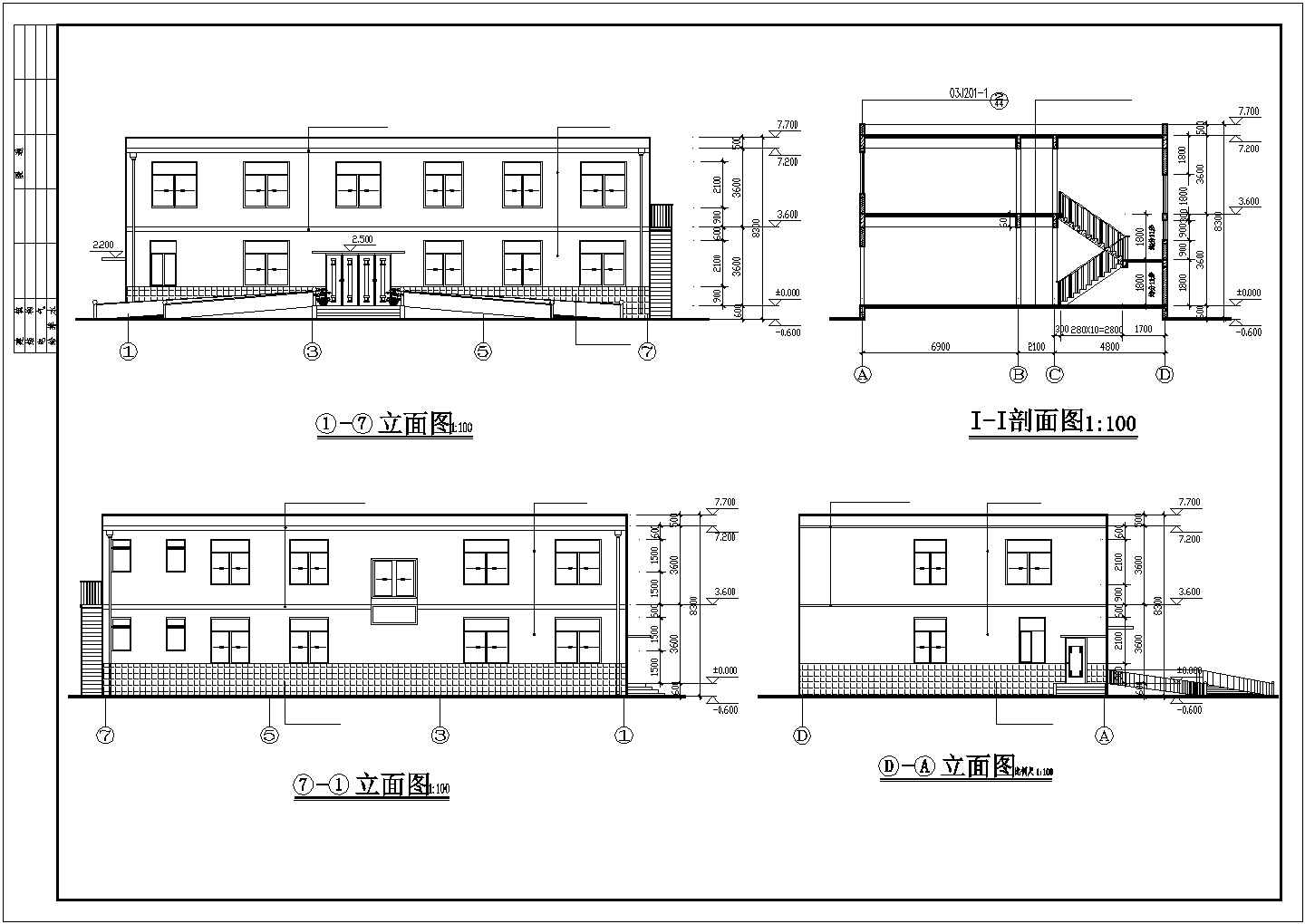 办公楼设计_某二层小办公楼建筑详细方案设计施工CAD图纸