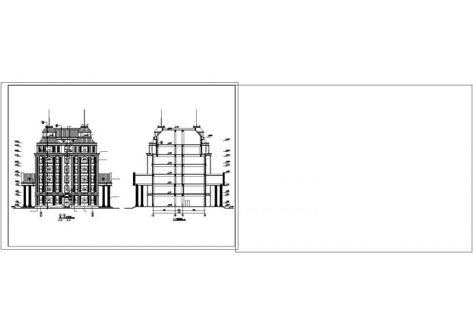 办公楼设计_某六层欧式综合办公楼建筑详细方案设计施工CAD图纸_图1