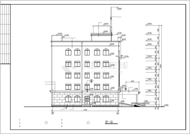 办公楼设计_某五层厂区行政办公楼建筑详细方案设计施工CAD图纸-图二
