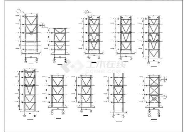 某框架-钢支撑钢结构屋盖奥林匹克公园体育馆（建筑面积34816平方米）设计cad全套结构施工图（含设计说明，31张图）-图一
