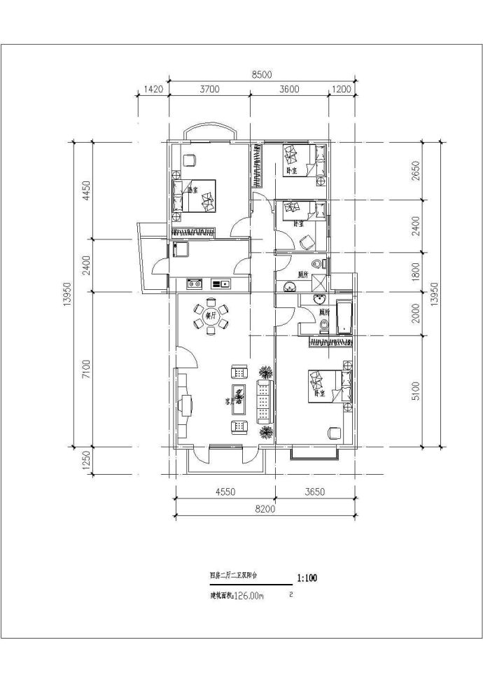 某高档小区住宅户型【114平米 108平米 136平米 126平米 156平米】设计cad建筑平面方案图_图1