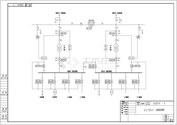 某63/10KV高压变电站设计cad自动化主接线图（甲级院设计）-图一