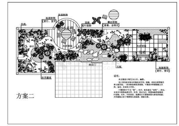 屋顶花园绿化设计平面图2种方案-图一