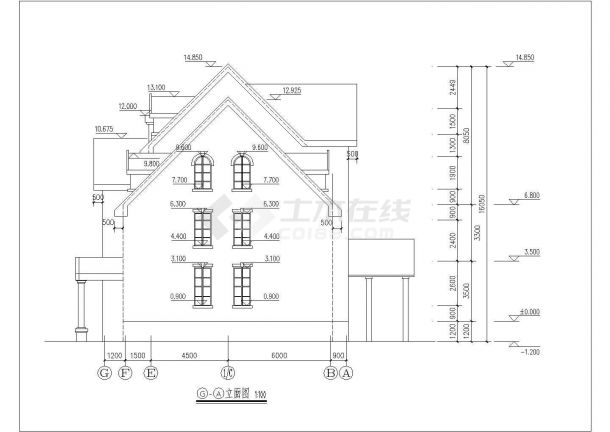 三层砖混结构私人独栋别墅建筑设计CAD图纸（含地下室层和效果图）-图一