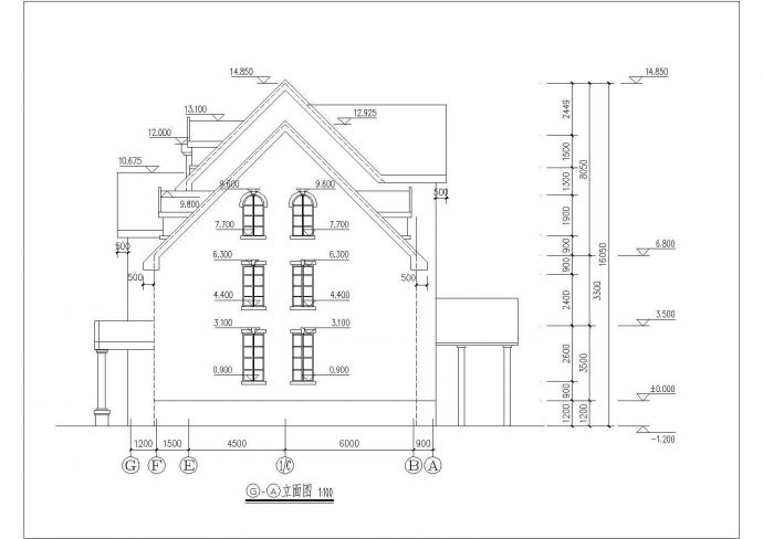 三层砖混结构私人独栋别墅建筑设计CAD图纸（含地下室层和效果图）_图1