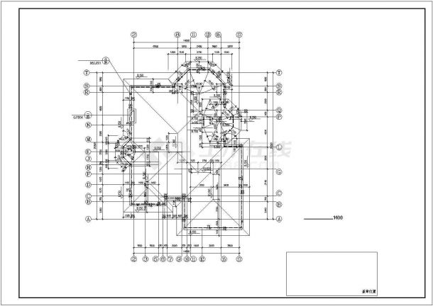 550平米双层混合结构独栋别墅平面设计CAD图纸（含地下1层）-图一