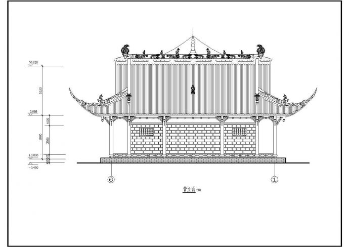 某重檐式中式仿古风格庙宇设计cad建筑方案图_图1