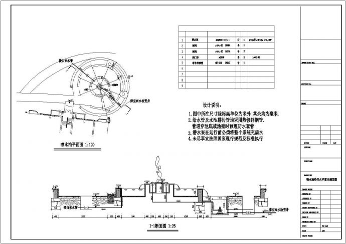 某喷水池给排水平面及剖面图_图1