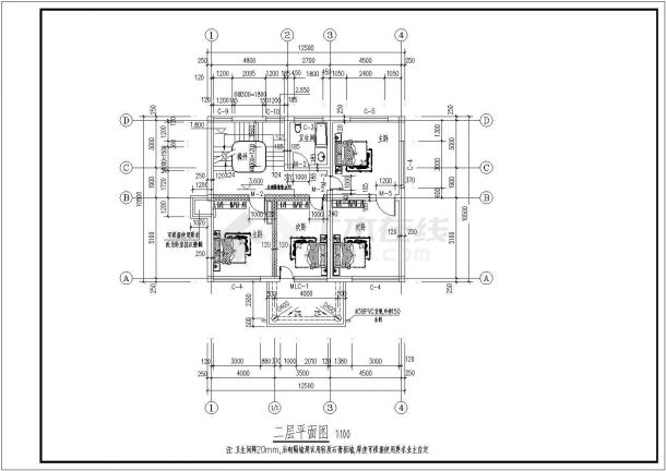 厦门市斓山花园小区2层砖混结果单体别墅建筑设计CAD图纸（含效果图）-图一