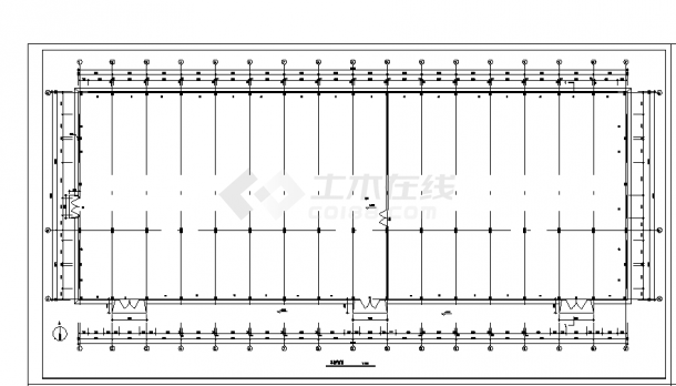 厂房设计_2套混凝土排架结构连跨厂房建筑设计施工cad图纸-图一