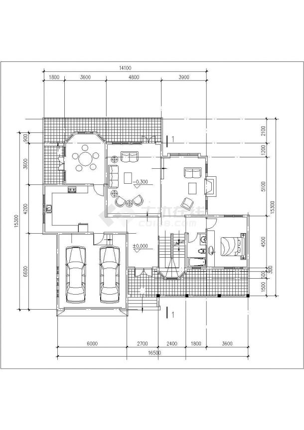 420平米2层混合结构独栋别墅建筑设计CAD图纸（含总图和地下层）-图一