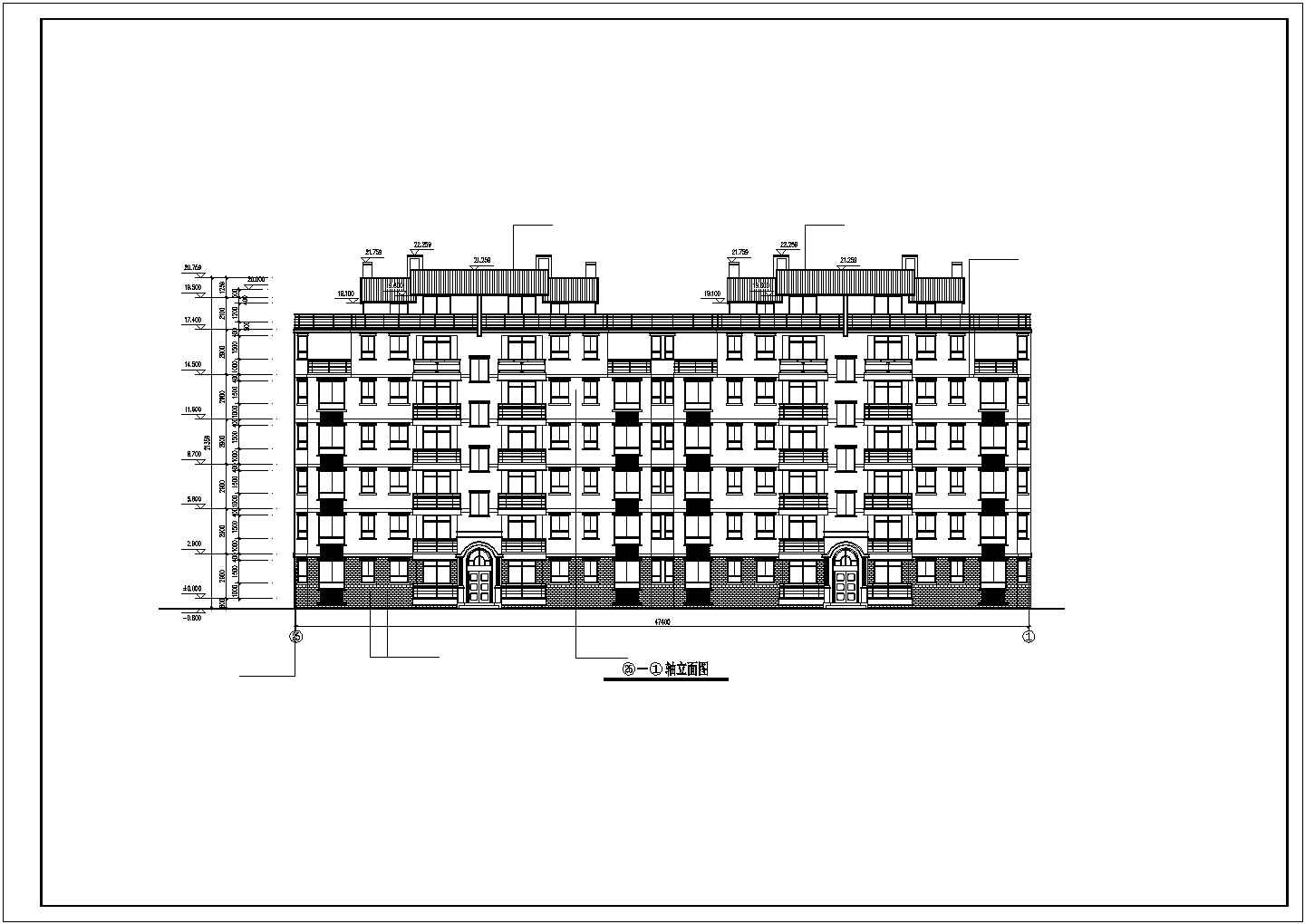南京舜山府小区6层砖混结构住宅楼建筑设计CAD图纸（含地下层）