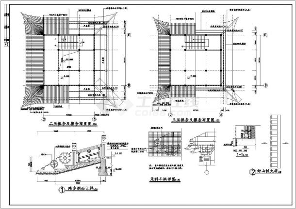 某景区三层框架结构仿古风格文昌阁设计cad全套建筑施工图（甲级院设计）-图一