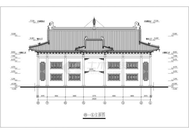 洗心禅寺天王殿（多层框架结构）设计cad全套建筑施工图-图二