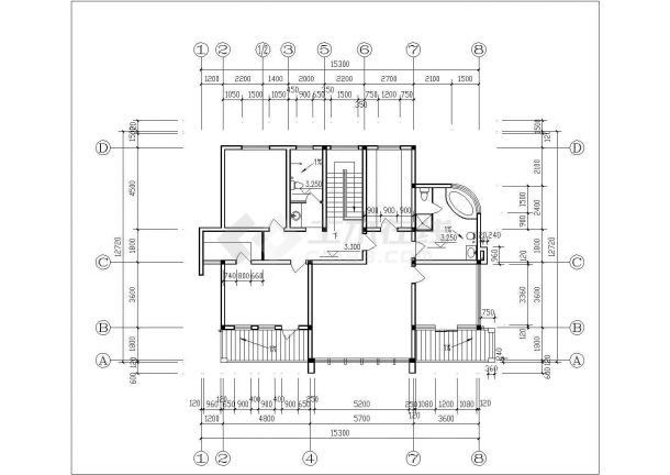 荆州市星河嘉园小区310平米2层混合结构单体别墅建筑设计CAD图纸-图二