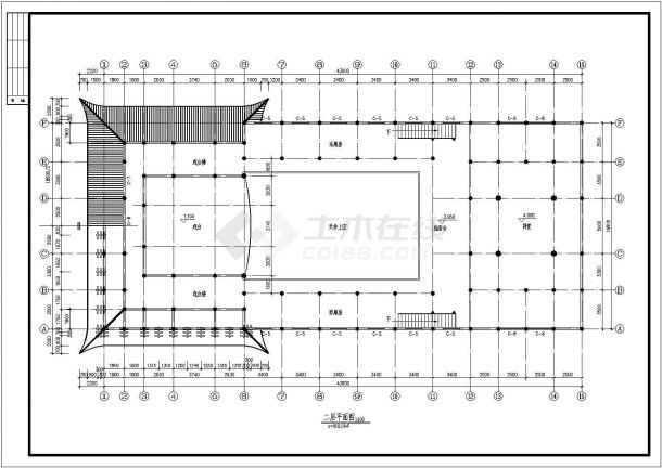 某二层中式古建祠堂戏台设计cad详细建筑施工图（含结构设计）-图二