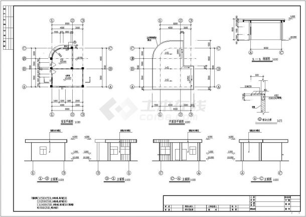 某单层框架结构值班室设计cad全套建筑施工图-图一