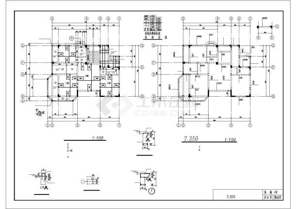 苏州市姑苏区某村镇三层砖混结构单体自建别墅楼建筑结构设计CAD图纸-图二