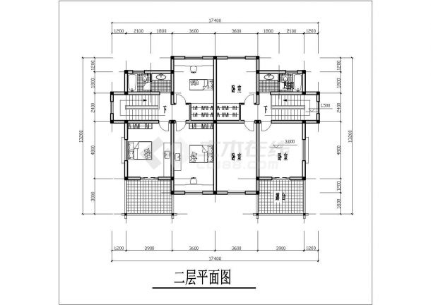 沈阳市某小区340+530平米两套2层砖混结构单体别墅建筑设计CAD图纸-图二
