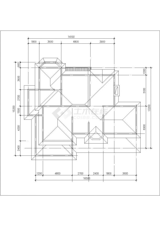 广州市某小区420平米3层砖混结构单体别墅建筑设计CAD图纸（含效果图）-图二