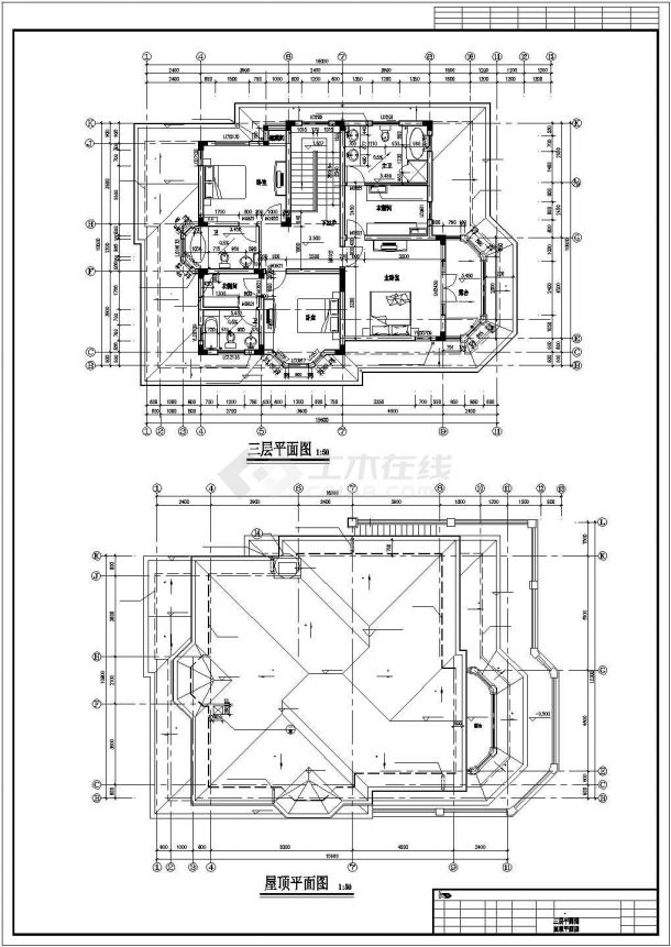 成都市某居住区380平米3层砖混结构单体别墅建筑设计CAD图纸（2套方案）-图一