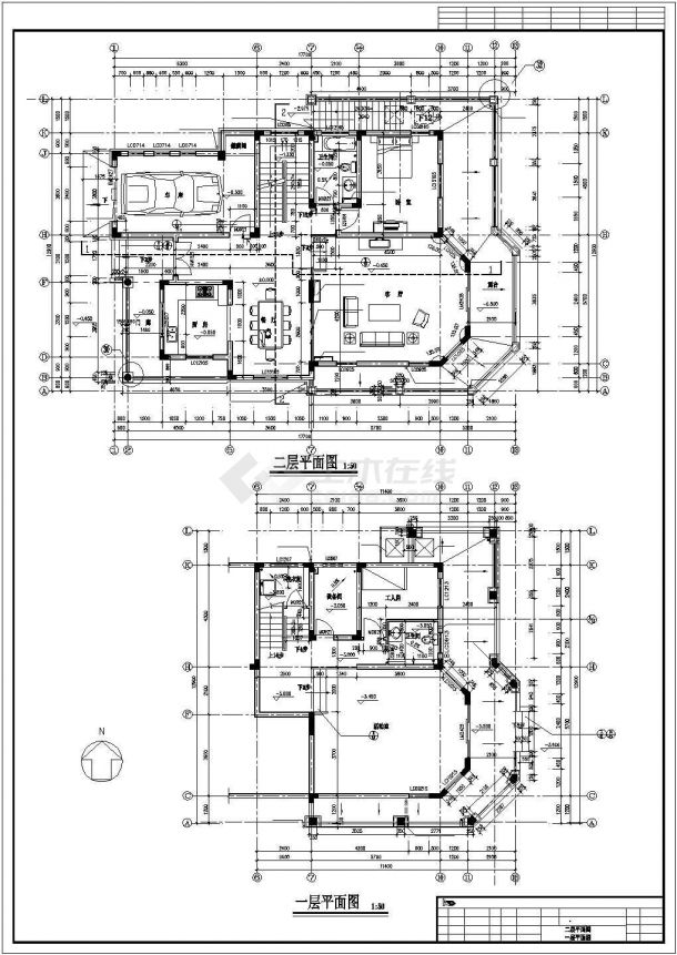 成都市某居住区380平米3层砖混结构单体别墅建筑设计CAD图纸（2套方案）-图二