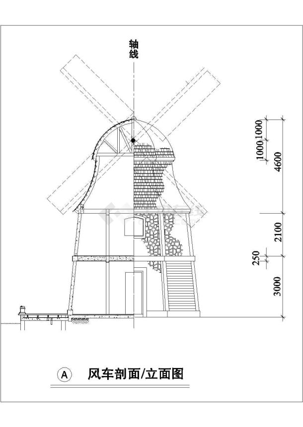 某景观风车雕塑设计cad建筑施工详图-图一