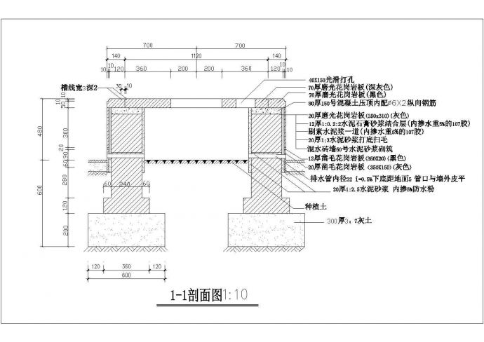 都江堰城市广场树池坐凳设计cad建筑施工详图_图1