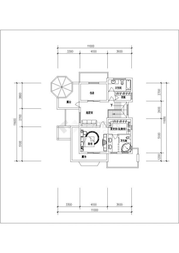 随州市某现代化小区320平米3层混合结构单体别墅平面设计CAD图纸-图一