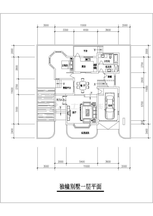 随州市某现代化小区320平米3层混合结构单体别墅平面设计CAD图纸-图二
