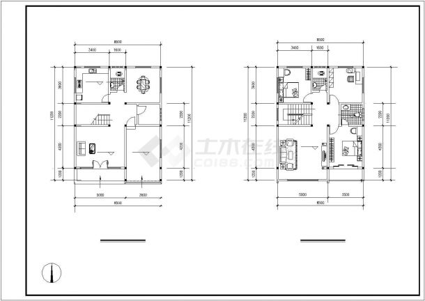 宁波市泰园新村3层砖混结构私人别墅建筑+结构设计CAD图纸-图二