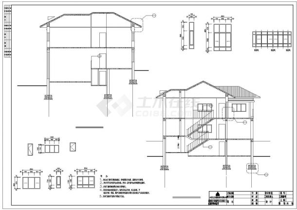 常州市富春花园小区310平米2层砖混结构单体别墅CAD建筑设计图纸-图一