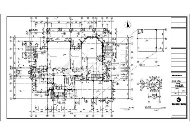 崇州某村镇1900平米三层框架结构组合式豪华单体别墅建筑设计CAD图纸-图二