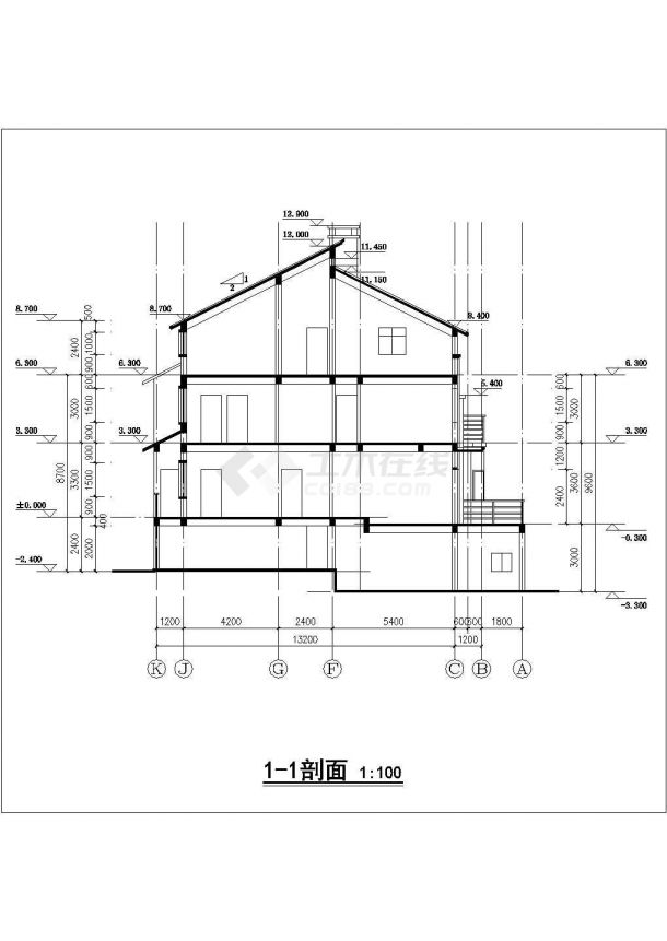 潮汕市某村镇570平米3层砖混结构单体别墅建筑设计CAD图纸（含架空层）-图二